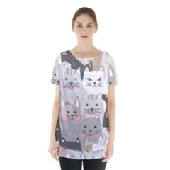 Cute Cats Seamless Pattern Skirt Hem Sports Top by Wegoenart