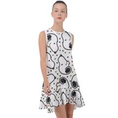 Dog Pattern Frill Swing Dress by Wegoenart