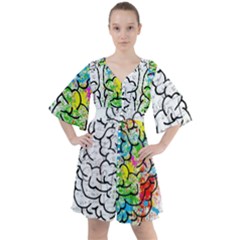 Brain Mind Psychology Idea Drawing Boho Button Up Dress