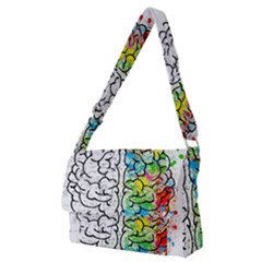 Brain Mind Psychology Idea Drawing Full Print Messenger Bag (m) by Wegoenart