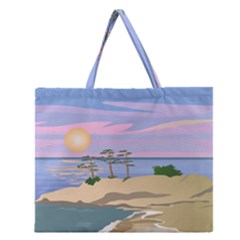 Vacation Island Sunset Sunrise Zipper Large Tote Bag by Wegoenart