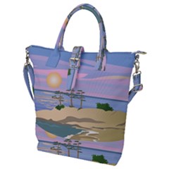 Vacation Island Sunset Sunrise Buckle Top Tote Bag by Wegoenart