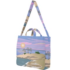 Vacation Island Sunset Sunrise Square Shoulder Tote Bag by Wegoenart