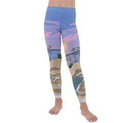 Vacation Island Sunset Sunrise Kids  Lightweight Velour Leggings