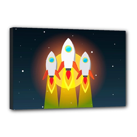 Rocket Take Off Missiles Cosmos Canvas 18  X 12  (stretched)