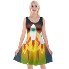 Rocket Take Off Missiles Cosmos Reversible Velvet Sleeveless Dress