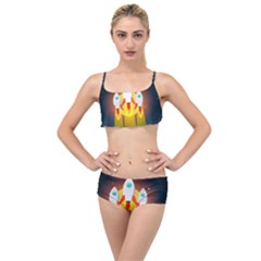 Rocket Take Off Missiles Cosmos Layered Top Bikini Set