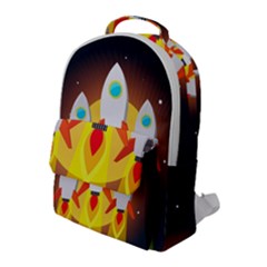 Rocket Take Off Missiles Cosmos Flap Pocket Backpack (large) by Wegoenart