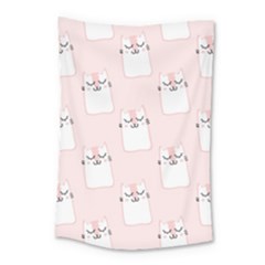 Pattern Pink Cute Sweet Fur Cats Small Tapestry by Wegoenart