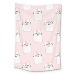 Pattern Pink Cute Sweet Fur Cats Large Tapestry by Wegoenart