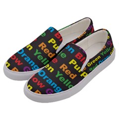 Red Yellow Blue Green Purple Men s Canvas Slip Ons by Wegoenart