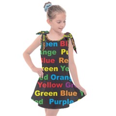 Red Yellow Blue Green Purple Kids  Tie Up Tunic Dress