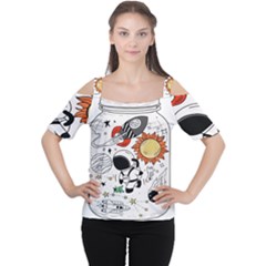 Astronaut Drawing Planet Cutout Shoulder Tee