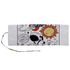 Astronaut Drawing Planet Roll Up Canvas Pencil Holder (m) by Wegoenart