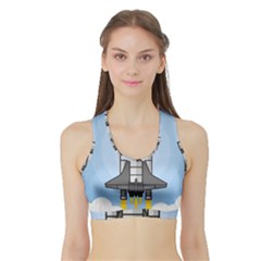 Rocket Shuttle Spaceship Science Sports Bra With Border by Wegoenart