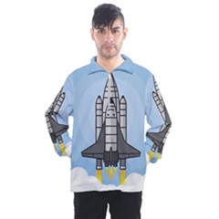 Rocket Shuttle Spaceship Science Men s Half Zip Pullover by Wegoenart