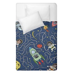 Cat Cosmos Cosmonaut Rocket Duvet Cover Double Side (single Size) by Wegoenart