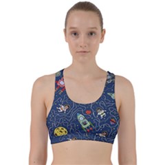 Cat Cosmos Cosmonaut Rocket Back Weave Sports Bra by Wegoenart