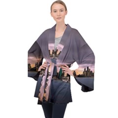 Sydney Australia Travel Oceania Long Sleeve Velvet Kimono  by Wegoenart