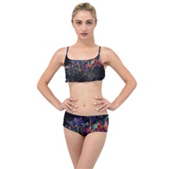 Grunge Paint Splatter Splash Ink Layered Top Bikini Set