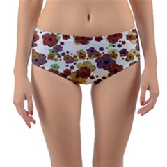 Multicolored Floral Collage Print Reversible Mid-waist Bikini Bottoms by dflcprintsclothing