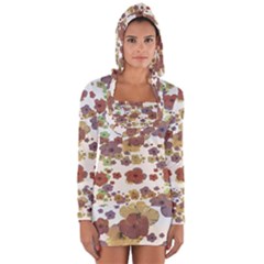 Multicolored Floral Collage Print Long Sleeve Hooded T-shirt by dflcprintsclothing