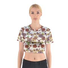 Multicolored Floral Collage Print Cotton Crop Top by dflcprintsclothing