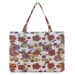 Multicolored Floral Collage Print Zipper Medium Tote Bag by dflcprintsclothing