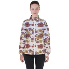 Multicolored Floral Collage Print Women s High Neck Windbreaker by dflcprintsclothing