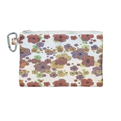 Multicolored Floral Collage Print Canvas Cosmetic Bag (medium) by dflcprintsclothing