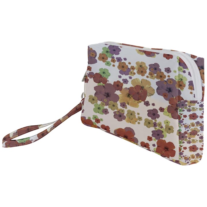 Multicolored Floral Collage Print Wristlet Pouch Bag (Small)