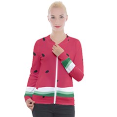 Minimalist Summer Watermelon Wallpaper Casual Zip Up Jacket