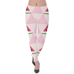 Seamless Pattern Watermelon Slices Geometric Style Velvet Leggings
