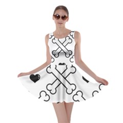 Dog Bone Seamless Pattern Heart Valentine Skater Dress