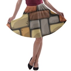 Colorful Brick Wall Texture A-line Skater Skirt by Nexatart