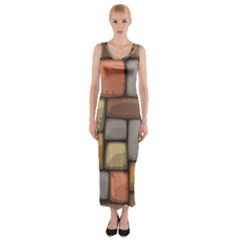 Colorful Brick Wall Texture Fitted Maxi Dress