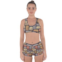 Colorful Brick Wall Texture Racerback Boyleg Bikini Set by Nexatart