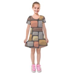 Colorful Brick Wall Texture Kids  Short Sleeve Velvet Dress by Nexatart