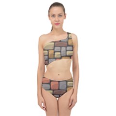 Colorful Brick Wall Texture Spliced Up Two Piece Swimsuit by Nexatart