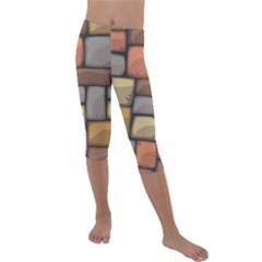 Colorful Brick Wall Texture Kids  Lightweight Velour Capri Leggings  by Nexatart