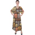 Colorful Brick Wall Texture V-Neck Boho Style Maxi Dress View1