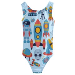 Space Elements Flat Kids  Cut-out Back One Piece Swimsuit by Nexatart