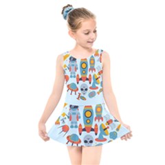 Space Elements Flat Kids  Skater Dress Swimsuit