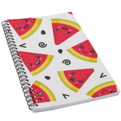 Cute Smiling Watermelon Seamless Pattern White Background 5 5  X 8 5  Notebook by Nexatart