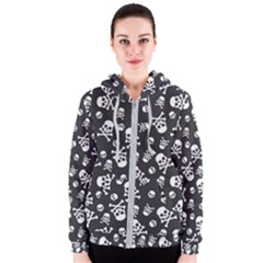 Skull Crossbones Seamless Pattern Holiday Halloween Wallpaper Wrapping Packing Backdrop Women s Zipper Hoodie