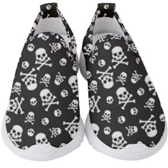 Skull Crossbones Seamless Pattern Holiday Halloween Wallpaper Wrapping Packing Backdrop Kids  Slip On Sneakers by Nexatart