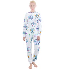 Cute Toy Robotsantennas Wires Seamless Pattern Women s Lounge Set