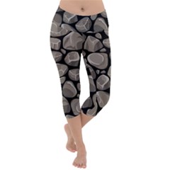 Rock Stone Seamless Pattern Lightweight Velour Capri Yoga Leggings