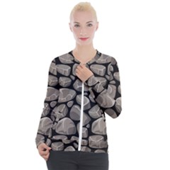 Rock Stone Seamless Pattern Casual Zip Up Jacket by Nexatart