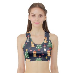 Boston Terrier Welsh Corgi Puppies Seamless Pattern Wallpaper Sports Bra With Border by Nexatart